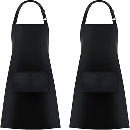Jubatus 2 Pack Bib Aprons with 2 Pockets Cooking Chef Kitchen Apron for Women Men, Black by Jubatus