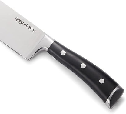 Amazon Basics Classic 8-inch Full Tang High Carbon Stainless Steel Chef's Knife, Multipurpose Kitchen Knife with Three Rivets, Silver - Image 4