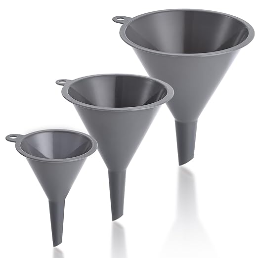 Plastic Kitchen Funnel Set of 3, Durable Round Food Grade Cooking Funnels for Kitchen Use Filling Bottles, Multifunctional Small Medium and Large Sizes for Canning, Lab or Car Oil Use by Unknown