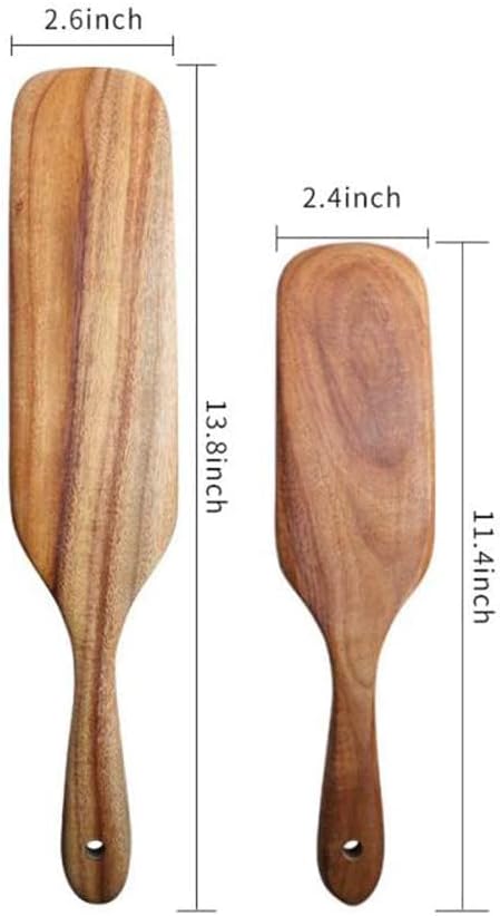 Spurtle Set, Natural Acacia Wooden Kitchen Utensils Set of 2, Wooden Spoons Utensils for Cooking, stirring, Mixing, Serving, spurtles kitchen tools as seen on tv for NonSick Cookware - Image 3