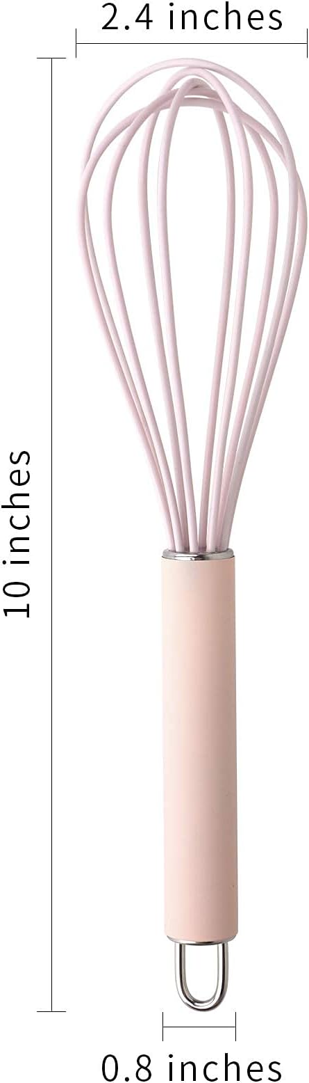 GorGin high temperature and easy to clean silicone whisk, wisk,stirrer, 10 inch, grip good grip design for Blending Whisking Beating Stirring Cooking Baking (1 Pack | Pink) - Image 7