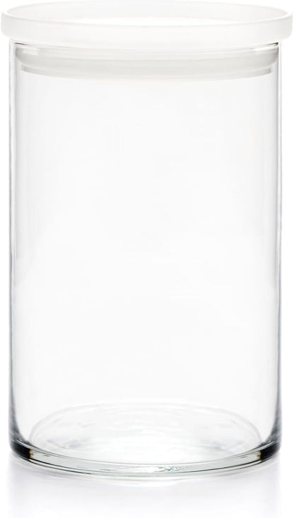Libbey Stacking Cylinder Assorted Storage Jars, Stackable Glass Jars Set of 4, Airtight Plastic Lids, Dishwasher Safe Food Jars for Storing Dry Goods - Image 4