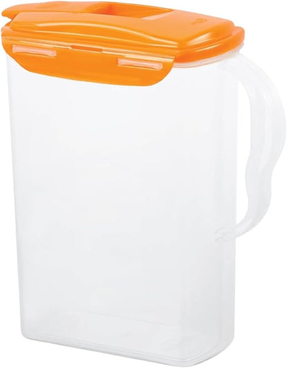 LocknLock Aqua Fridge Door Water Jug | Clear Pitcher | BPA Free Plastic Pitcher with Lid | 3 Quart Pitcher with Lid for Water, Juice, Tea & More Beverages, Orange - Image 2