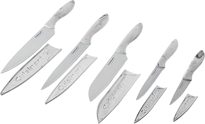 Cuisinart C55-10PWM Ceramic Coated Knife Set with Blade Guard Sheaths (10- Piece Set) in Faux Marble - Image 2