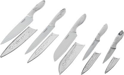 Cuisinart C55-10PWM Ceramic Coated Knife Set with Blade Guard Sheaths (10- Piece Set) in Faux Marble - Image 2