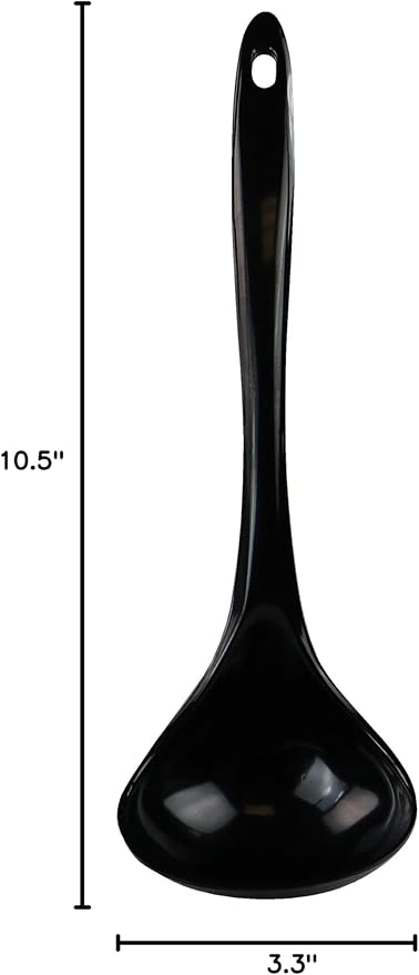 Reston Lloyd Melamine Soup Ladle Kitchen Utensil, Premium Quality Utensil with Heat Resistant Ergonomic Handle, Durable BPA-Free Plastic, 10.5 inch long, 6pc Set, Black - Image 6