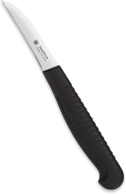 Spyderco Mini Paring Kitchen Knife with 2.25" Stainless Steel Blade with Durable Black Polypropylene Handle - PlainEdge - K09PBK