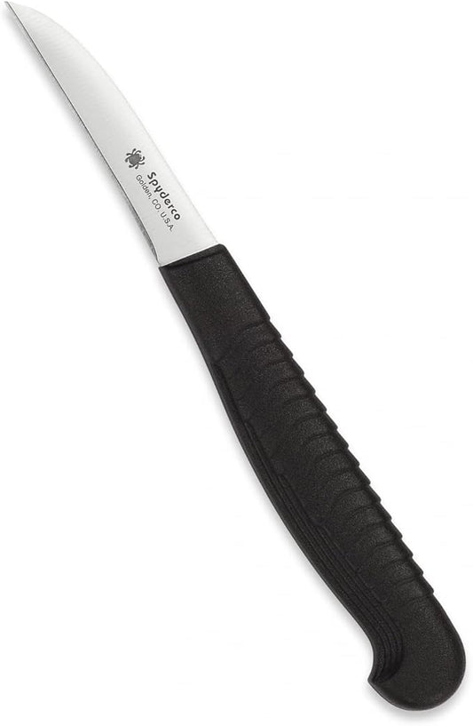 Spyderco Mini Paring Kitchen Knife with 2.25" Stainless Steel Blade with Durable Black Polypropylene Handle - PlainEdge - K09PBK