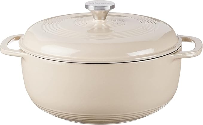 Lodge Essential Enamel Cast Iron Dutch Oven with Lid - Oven-Safe Enamel Cookware up to 500° F - Heat-Retaining Braising & Roasting Pot - Non-Toxic Cookware - 7.5 Quart, Sandalwood - Image 2