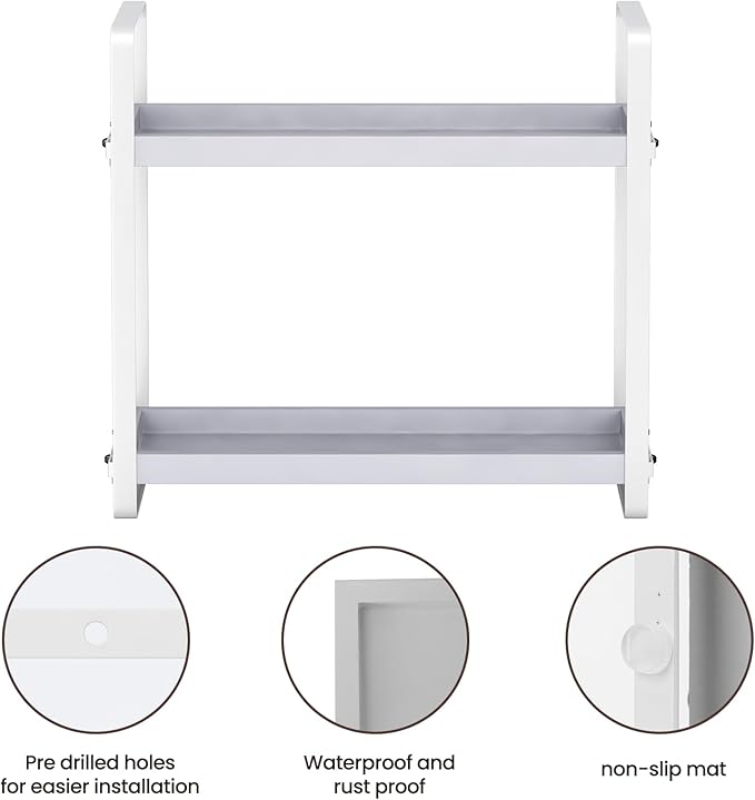 HNRLOY Bathroom Counter Organizer,Bathroom Countertop Organizer,Counter Shelf,Countertop Storage,Organization and Storage,Makeup Shelf,Sink Caddy(Grey 2 Tier) - Image 4