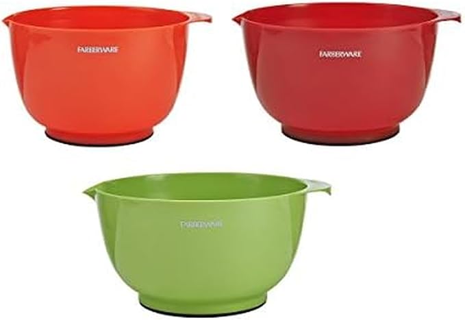 Farberware - 5216128 Farberware Professional Plastic Mixing Bowls, Set of 3, Orange/Red/LightGreen by Farberware