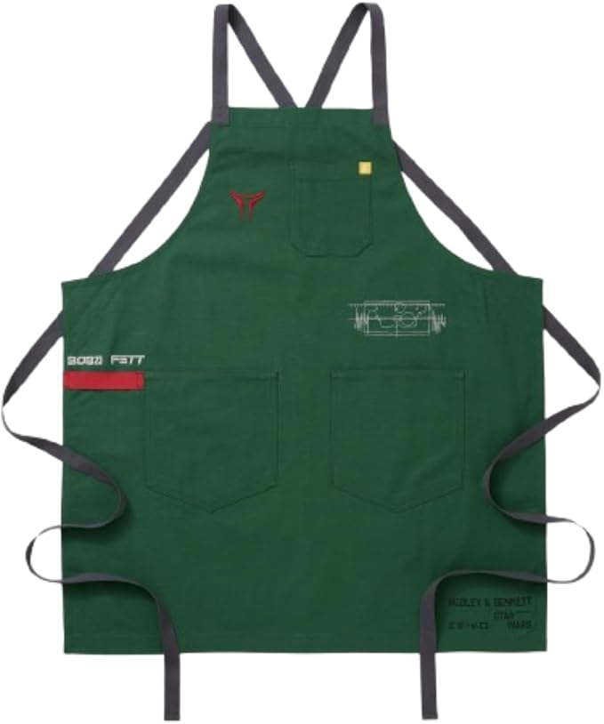hedley & bennett Crossback Apron Collection - Adjustable Chef Aprons with 3 Pockets for Cooking and Grilling, STAR WARS™ Boba Fett