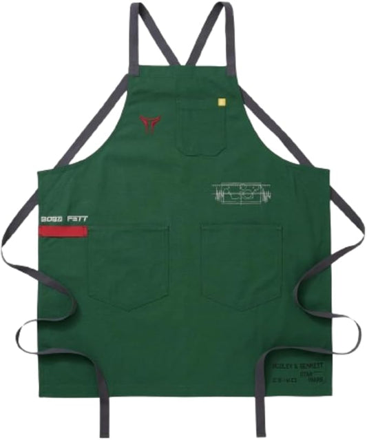hedley & bennett Crossback Apron Collection - Adjustable Chef Aprons with 3 Pockets for Cooking and Grilling, STAR WARS™ Boba Fett