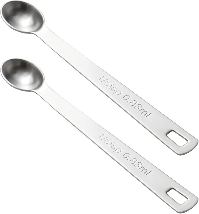 2PCS 1/6 Teaspoon(1/6tsp, 0.83ml) Single Tiny Measuring Spoon, Small Individual Stainless Steel Measure Spoons Only by BERYLER