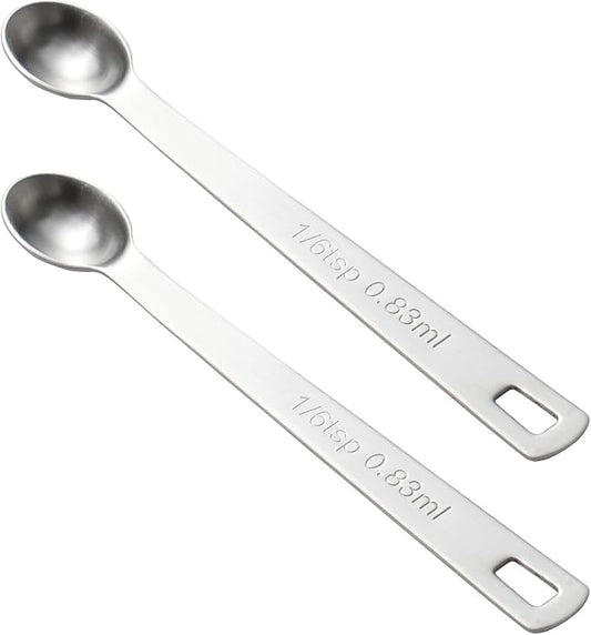 2PCS 1/6 Teaspoon(1/6tsp, 0.83ml) Single Tiny Measuring Spoon, Small Individual Stainless Steel Measure Spoons Only by BERYLER