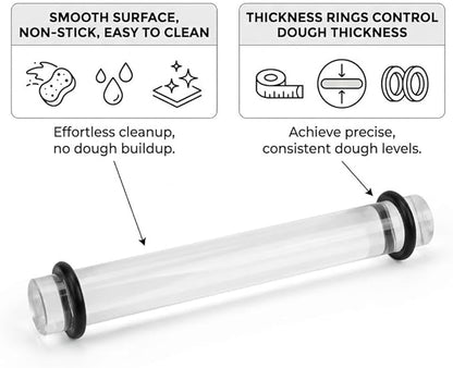 DIYOOHOMY 2Pcs Polymer Clay Roller Tools, Acrylic Rolling Pin with Thickness Rings Kit, Air Dry Clay Tools Clear Slab Roller Supplies - Image 6