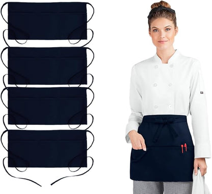 Avalon Kitchen Server Aprons with 3 Pockets, 100% Polyester Waist Apron with Pockets, 24x12 Inche Waitress Apron with Pockets by Avalon+Kitchen
