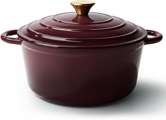 Vintage Style 4.5 Quart Dutch Oven Pot with Lid, Non Stick Enameled Cast Iron Dutch Oven for Bread Baking, Heavy-Duty, Oven Safe Ceramic Cookware Up to 500°F for Baking, Braising, Stews, Roasting, Fig by Unknown