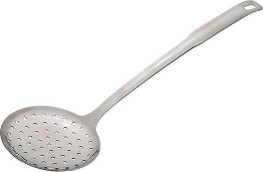 HIC Kitchen Perforated Spoon Style Skimmer with Long Handle, 18/8 Stainless Steel