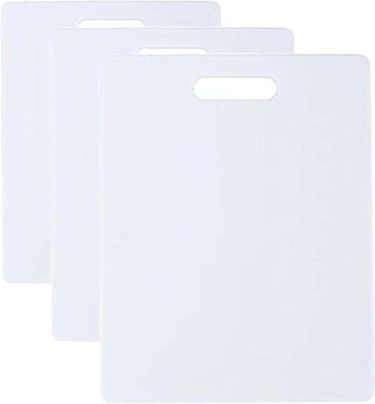 FARBERWARE Reversible Plastic Cutting Board,8x10 Inch,White,Dishwasher Safe,Non-Porous and Durable for Chopping,Slicing,Prep,Easy to Store,(Pack of 3) by Farberware