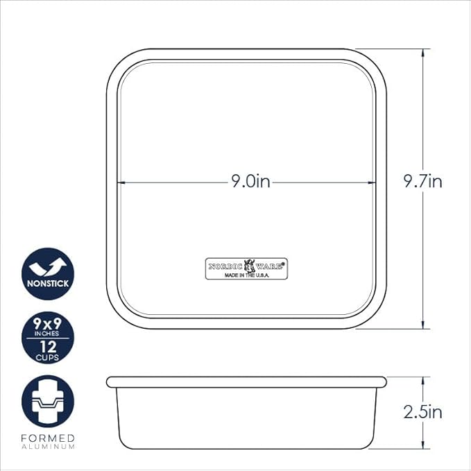 Nordic Ware Brilliant™ Colorful Bakeware 9-Inch Square Pan, Nonstick made without PFAS or PTFE for safe cooking; Reinforced steel rim prevents warping - Image 5