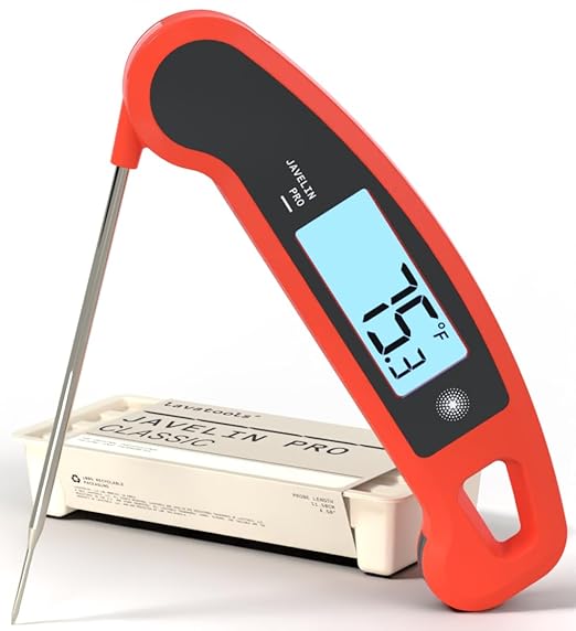 Lavatools Javelin® PRO Classic Ultra-Fast 2-Second Professional Digital Instant Read Meat Thermometer for Grill and Cooking, Auto-Rotating Backlit Display, IP65 Water Resistant, NSF Certified – Sambal by Lavatools
