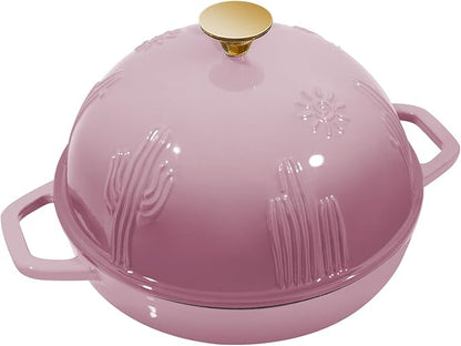 Flavehc Bread Oven Cast Iron Bread Dutch Oven with Cloche Lid for Bread Baking BerryPink Enameled Cast Iron Bread Oven with Dome Lid for Sourdough 5 qt - Image 2