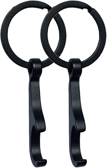Titanium Bottle Opener, Small Keychain Beer Bottle Opener Can Opener with Stainless Steel Key Ring 2 Packs(Black)