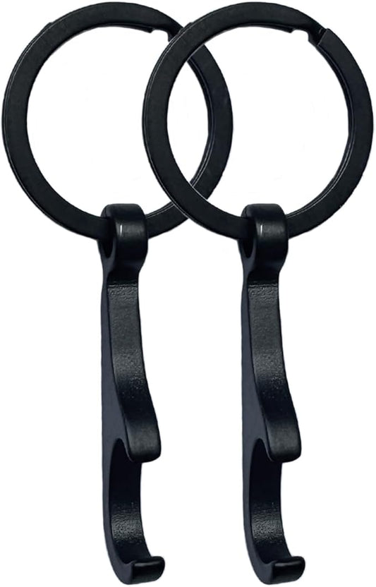 Titanium Bottle Opener, Small Keychain Beer Bottle Opener Can Opener with Stainless Steel Key Ring 2 Packs(Black)