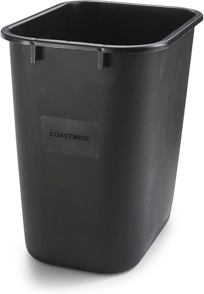COASTWIDE Professional Indoor Trash Can Without Lid, Black Soft Molded Plastic, 3.5 Gallon