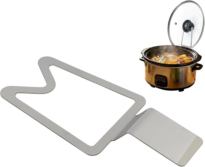 Slow Cooker Lid Holder Fit for Crockpo-t, Slow Cooker Lid Holder Fits Various Lids Sizes, Space-Saving & Heat Resistant Kitchen Organizer (COLOR:Silver)