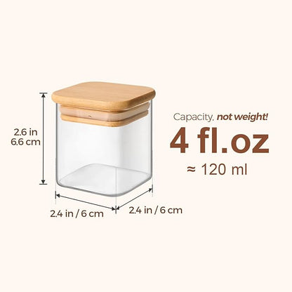 ComSaf Spice Jars with Labels 4 oz 6Pack, Small Spice Containers Starter Set, Glass Seasoning Jars with Lids, Square Seasoning Containers for Salt, Pepper, Chili Powder, Sugar, Ginger Ground, Cumin - Image 3