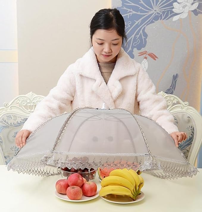 Wuyue Hua70X70cm Large Premium Pop-Up Mesh Screen Food Cover Tent Umbrella, Reusable and Collapsible Outdoor Picnic Food Covers Mesh, Net Food Covers Keep Out Flies, Bugs, Mosquitoes …