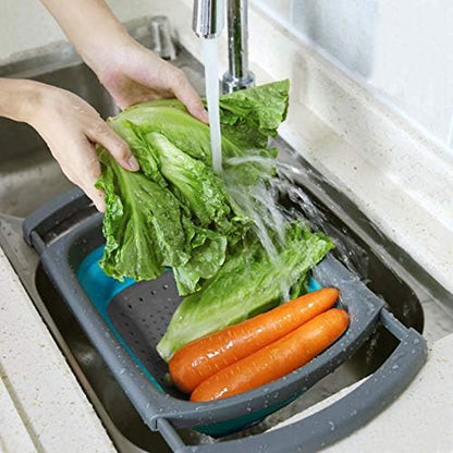 Qimh Colander Collapsible, Colander Strainer Over the Sink Food Colanders Strainers with Extendable Handles, 6-Quart, Dishwasher-Safe Kitchen Folding Strainer for Pasta, Veggies and Fruits - Image 5