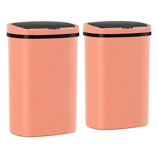 13 Gallon Trash Can,50Liter Plastic High-Capacity Automatic Kitchen Trash Can with Lid,Motion Sensor Touch Free Garbage Cans for Bathroom, Bedroom, and Kitchen (2, Pink) by Home