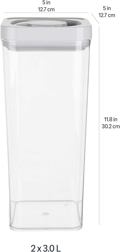Amazon Basics Airtight Food Storage Containers, BPA Free, Dishwasher Safe, with Twist/Turn Lids, for Kitchen Pantry Organization, 10-Piece Square Set, Clear Plastic
