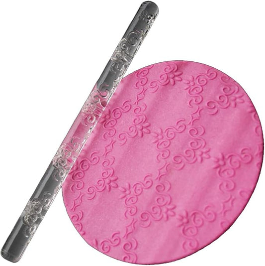 Rengue Acrylic Rolling Pin with 28 Patterns, Compliant Material Comfortable Grip, 6.3 by 0.4 Inch Lightweight for Dough and Pastry Number 4