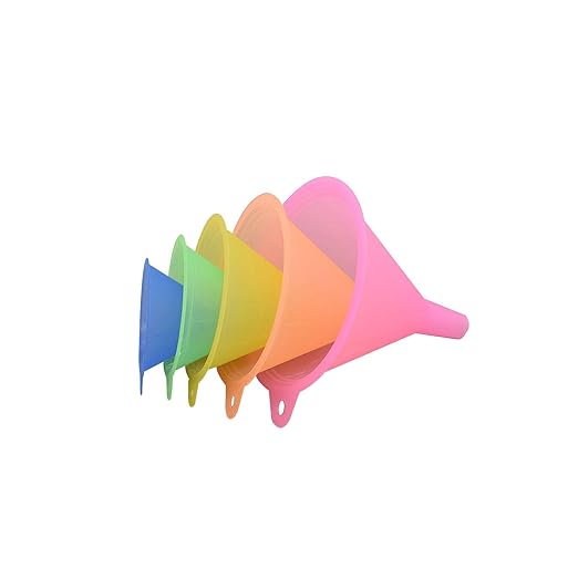 Plastic Funnel Set of 5, All Purpose Cooking Funnels Small to Large Funnel for Kitchen Use, Food Funnels for Filling Bottles, Canning and Water Liquid Oil or Powder Transfer