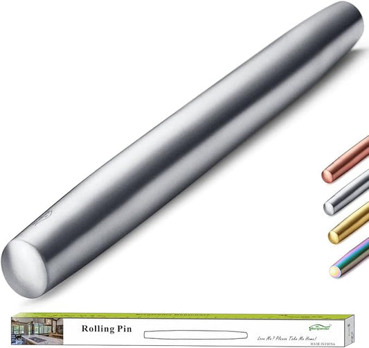 Stainless Steel Rolling Pin, Matte Finish 16.7 Inches, Berglander Rolling Pin For Baking Pizza Dough, Pie, Cookie, Essential Kitchen Utensil Gift Ideas For Bakers. by Berglander