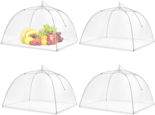 Food Covers, SPANLA 4 Pack Large and Tall Mesh Food Covers for Outside, 17"x17" Pop-Up Food Tent Umbrella for Outdoors, Screen Food Net, Parties Picnics, BBQs, Reusable and Collapsible by SPANLA