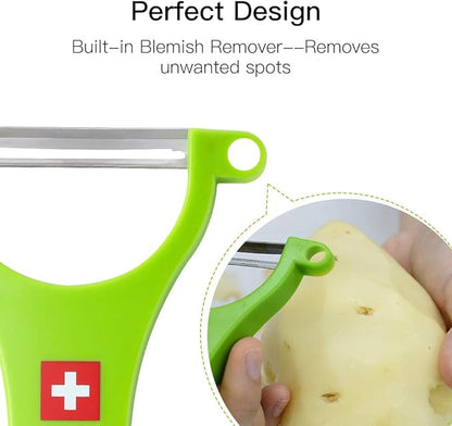 Original Swiss Made Peeler Vegetable&Fruits stainless steel blade Peeler for kitchen (GREEN-Tough skin Peeler)