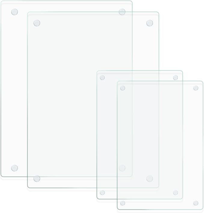 Mymonfif Tempered Glass Cutting Board for Kitchen, Clear Glass Board for Countertop, with Non-Slip Feet, Heat Resistant, Large Size 12x16" 2Pcs, Small Size 12x8" 2Pcs by Mymonfif