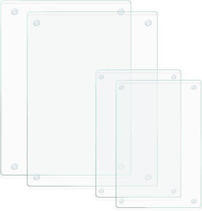 Mymonfif Tempered Glass Cutting Board for Kitchen, Clear Glass Board for Countertop, with Non-Slip Feet, Heat Resistant, Large Size 12x16" 2Pcs, Small Size 12x8" 2Pcs by Mymonfif