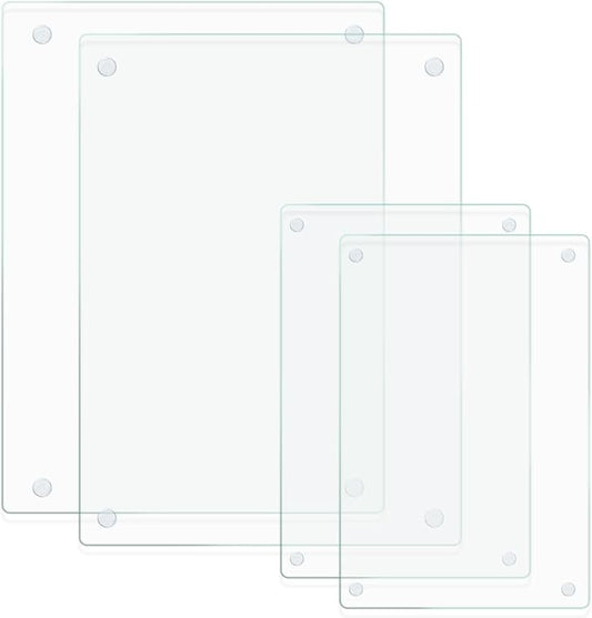 Mymonfif Tempered Glass Cutting Board for Kitchen, Clear Glass Board for Countertop, with Non-Slip Feet, Heat Resistant, Large Size 12x16" 2Pcs, Small Size 12x8" 2Pcs by Mymonfif