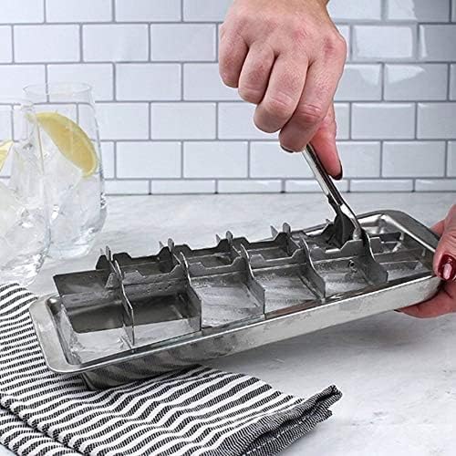 Stainless Steel Ice Cube Trays for Freezer - 18-Slot Metal Ice Trays with Easy Release Handle | Detachable & Dishwasher Safe Ice Cube Molds for Bars, Kitchens, Cocktails