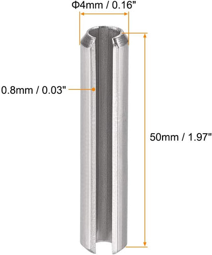uxcell Slotted Spring Pin - M4 x 50mm 304 Stainless Steel Split Spring Roll Dowel Pins Plain Finish 20Pcs