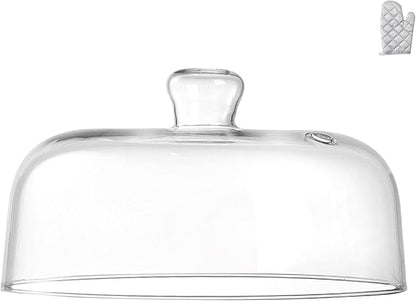 10 inch Glass Microwave Splatter Cover, 5" Extra Tall Microwave Plate Cover for Food, All Glass, BPA-Free & Non-Plastic, Dishwasher Safe