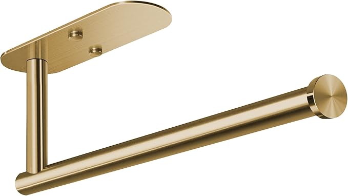 VAEHOLD Adhesive Paper Towel Holder Under Cabinet Wall Mount for Kitchen Paper Towel, Paper Towel Roll Holder Stick to Wall, Stainless Steel (Gold) by VAEHOLD
