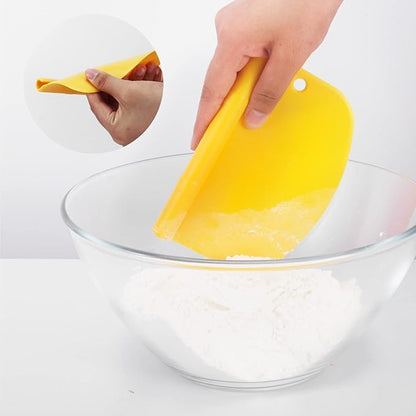 Suanyok Bench Scraper-Stainless Steel Dough Scraper and Flexible Plastic Bowl Scraper 4-Piece Set-Bread/Pastry/Pizza Cutter, Multifunctional 2-in-1 Baking Tools With Measurement Marks - Image 4