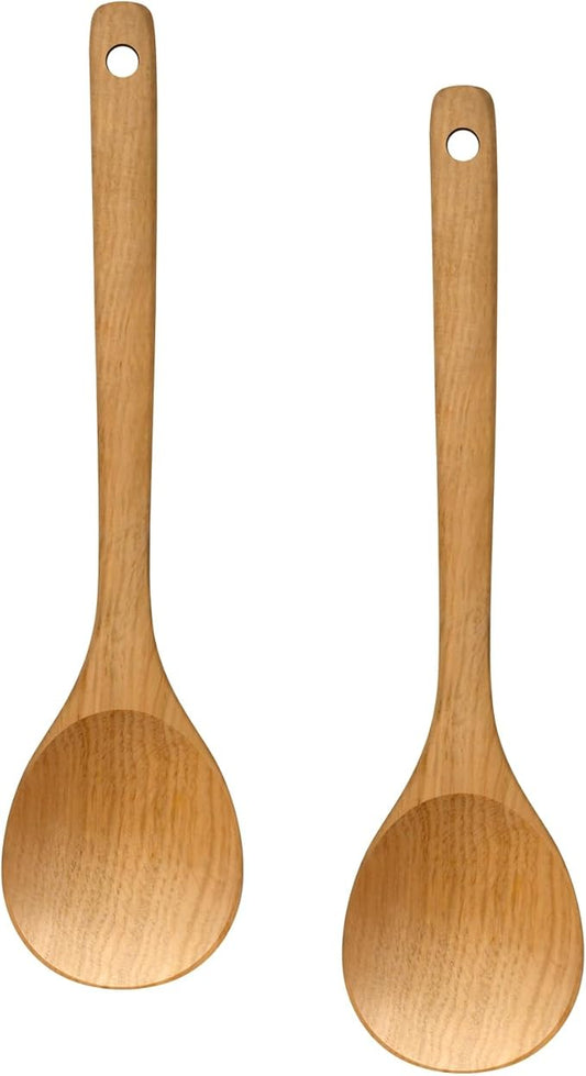 LorisArm Wooden Cooking Spoon 2PC, Large 12" Solid Wood Serving Spoons Set for Mixing Stirring, Maple Wood Nonstick Kitchen Utensils Tableware Ladle Scoop. by LorisArm